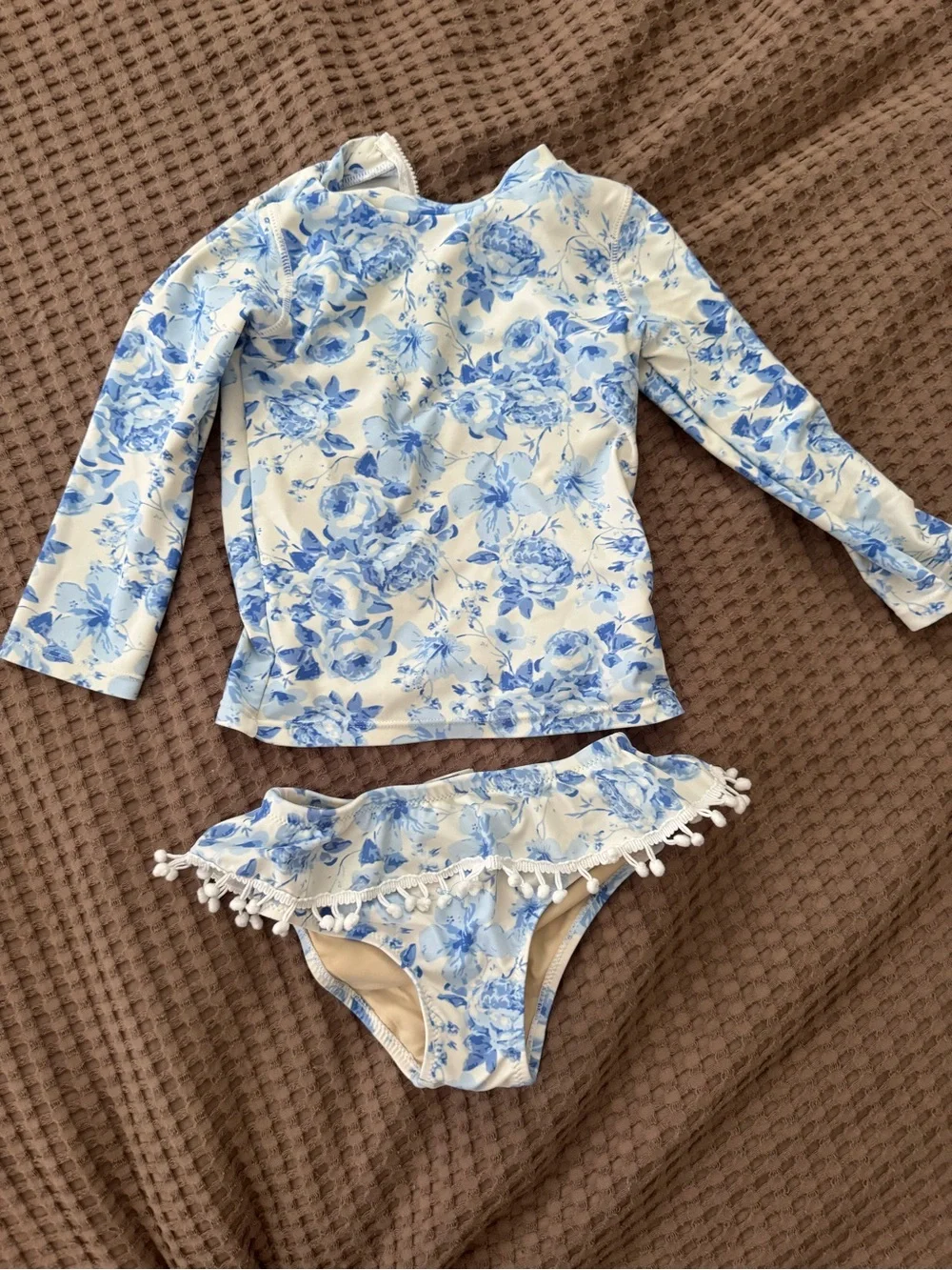 Shade critters blue Floral Long-Sleeve Rash Guard Swim Set